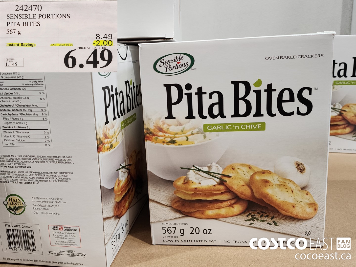 242470 SENSIBLE PORTIONS PITA BITES 567 g ($2.00 INSTANT SAVINGS EXPIRES ON 2023-01-01) $6.49