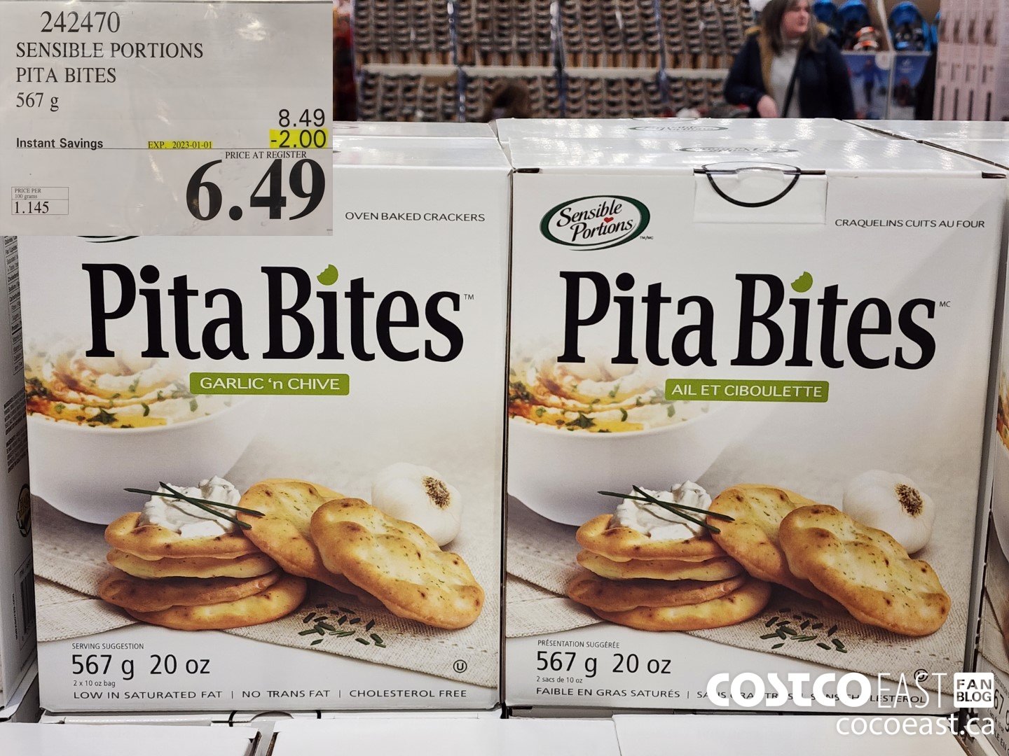 242470 SENSIBLE PORTIONS PITA BITES 567 g ($2.00 INSTANT SAVINGS EXPIRES ON 2023-01-01) $6.49