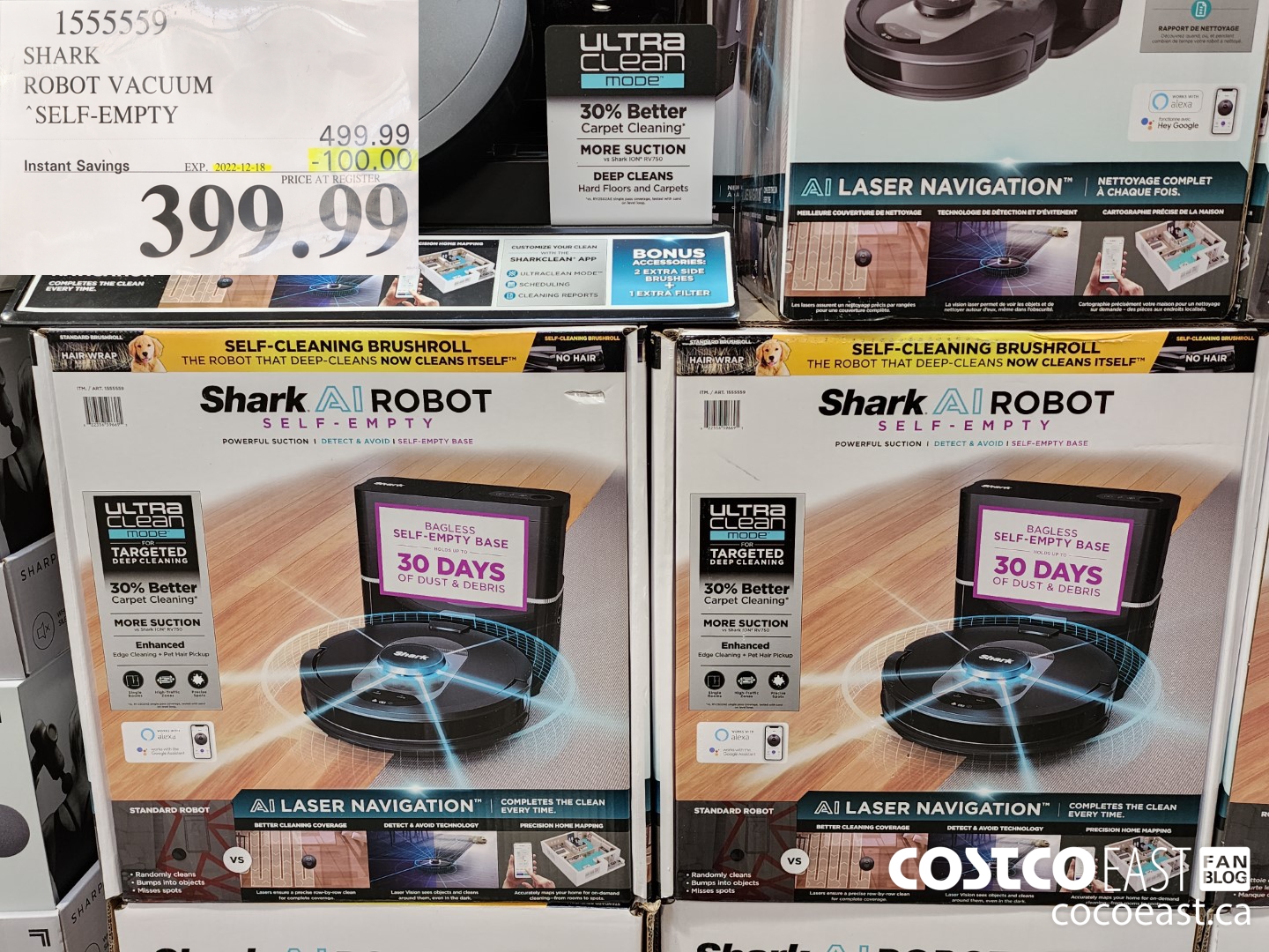 1555559 SHARK ROBOT VACUUM SELF-EMPTY ($100.00 INSTANT SAVINGS EXPIRES ON 2022-12-18) $399.99