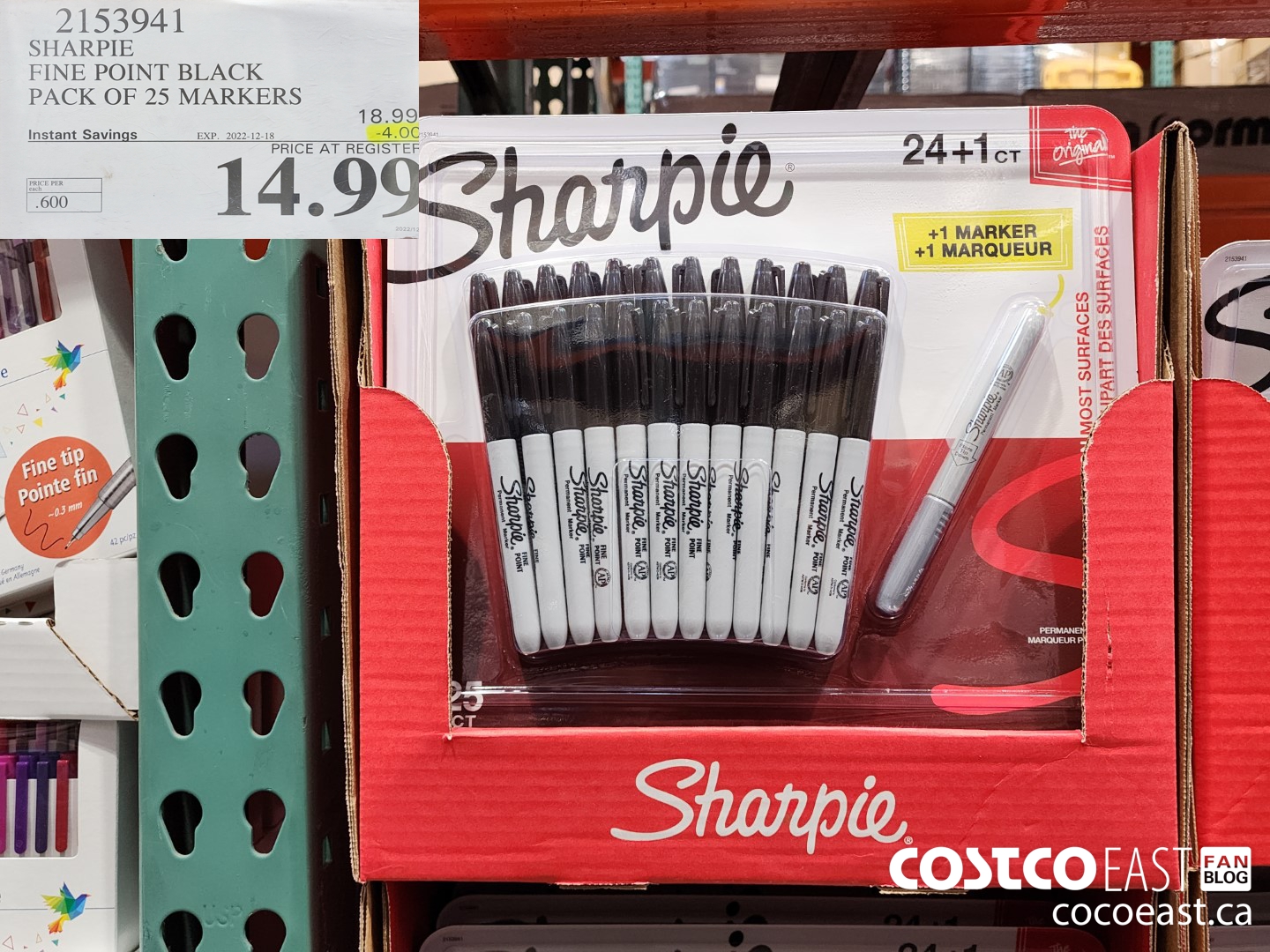 2153941 SHARPIE FINE POINT BLACK PACK OF 25 MARKERS ($5.00 INSTANT SAVINGS EXPIRES ON 2022-12-18) $14.99