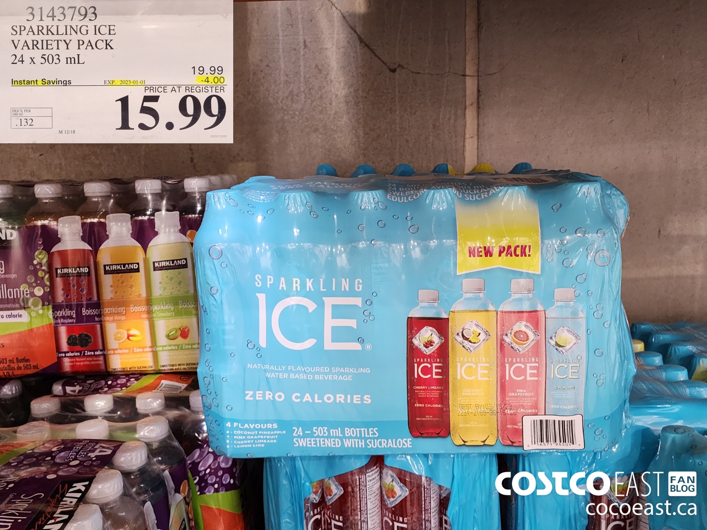 3143793 SPARKLING ICE VARIETY PACK 24 x 503 mL ($4.00 INSTANT SAVINGS EXPIRES ON 2023-01-01) $15.99