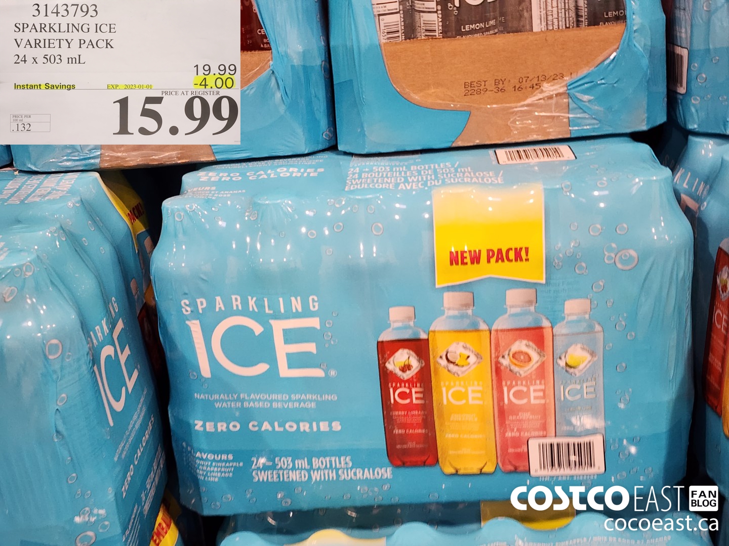 3143793 SPARKLING ICE VARIETY PACK 24 x 503 mL ($4.00 INSTANT SAVINGS EXPIRES ON 2023-01-01) $15.99