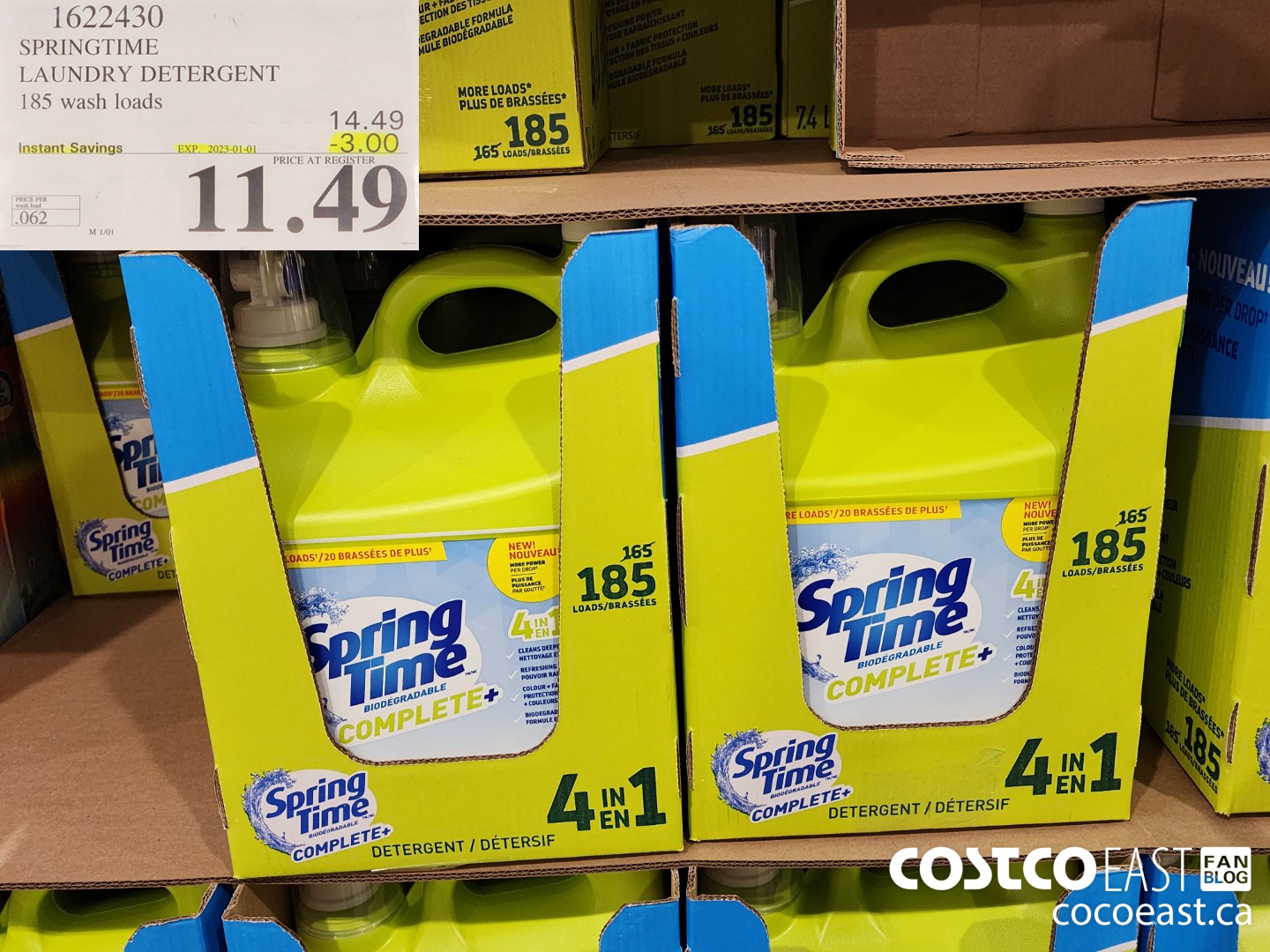 1622430 SPRINGTIME LAUNDRY DETERGENT 185 wash loads ($3.00 INSTANT SAVINGS EXPIRES ON 2023-01-01) $11.49