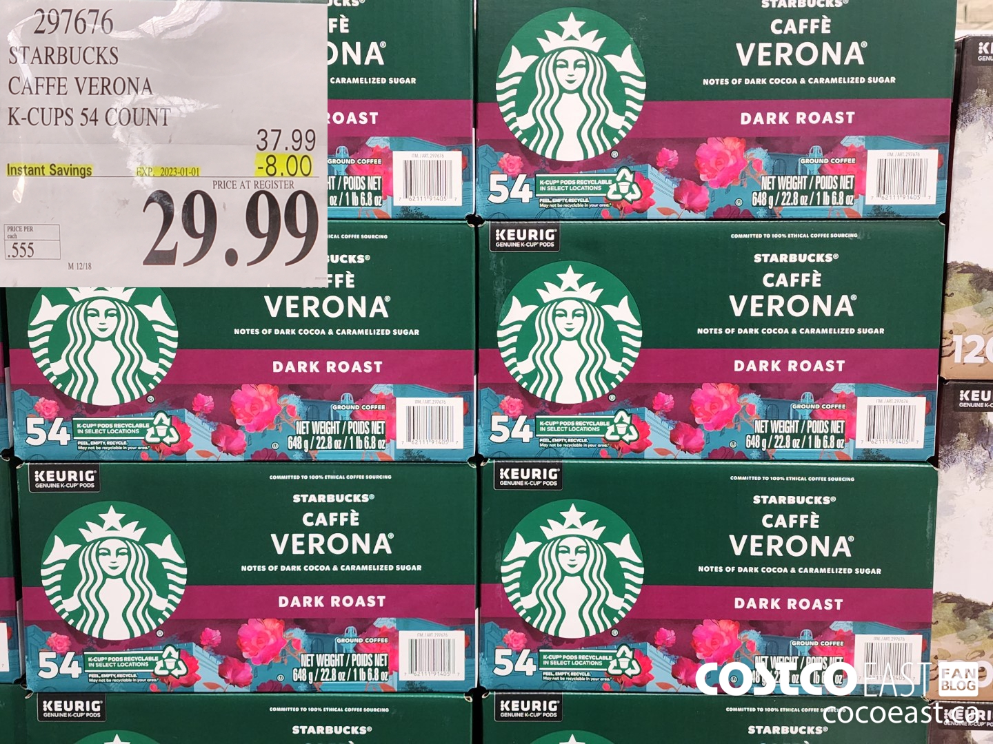 297676 STARBUCKS CAFFE VERONA K-CUPS 54 COUNT ($8.00 INSTANT SAVINGS EXPIRES ON 2023-01-01) $29.99