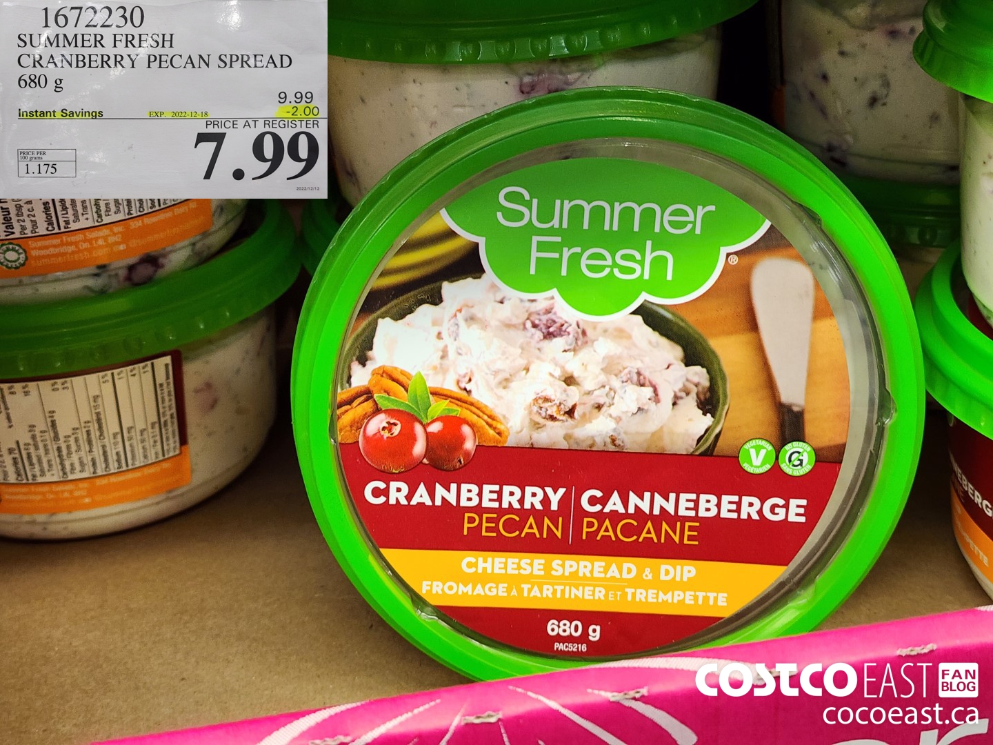 1672230 SUMMER FRESH CRANBERRY PECAN SPREAD 680 g ($2.00 INSTANT SAVINGS EXPIRES ON 2022-12-18) $7.99