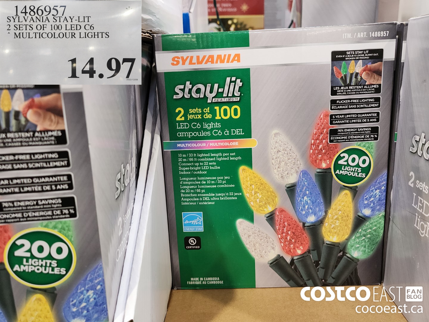 1486957 SYLVANIA STAY-LIT 2 SETS OF 100 C6 LED LIGHTS “MULTICOLOUR LIGHTS $14.97