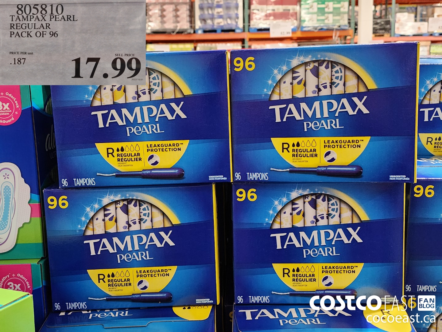 805810 TAMPAX PEARL REGULAR PACK OF 96 $17.99