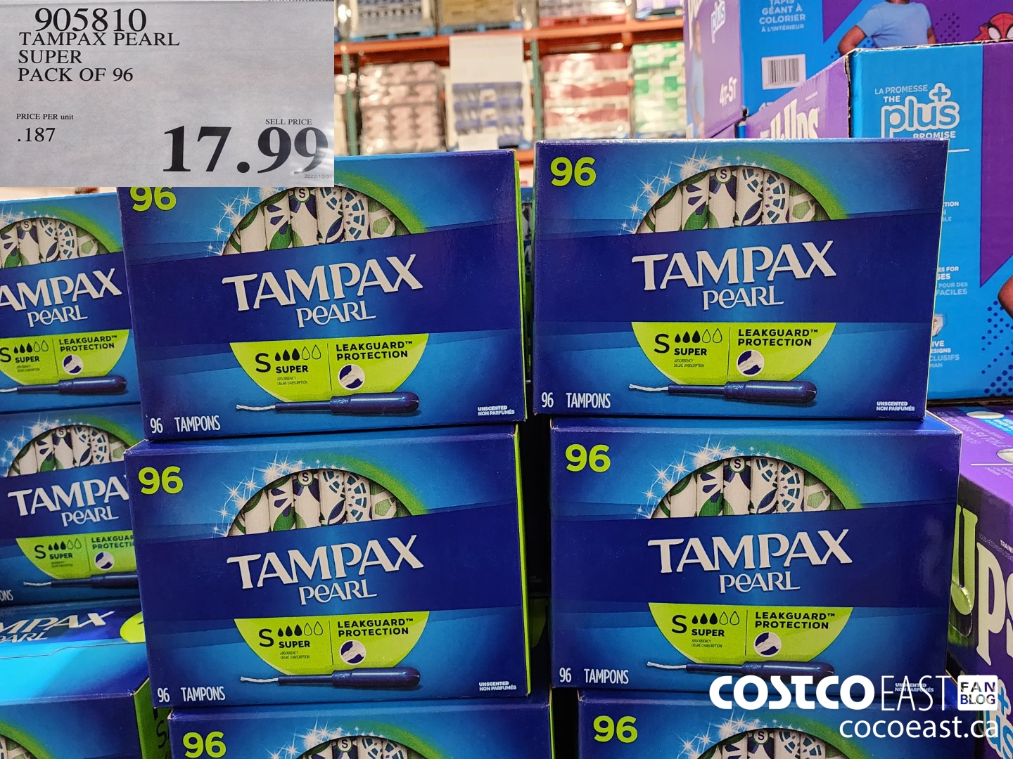 905810 TAMPAX PEARL SUPER PACK OF 96 $17.99