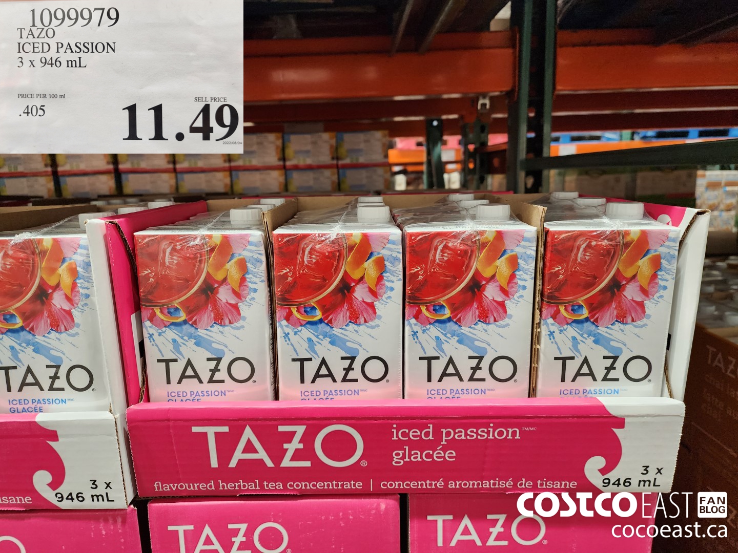 1099979 TAZO ICED PASSION 3 x 946 ml $11.49
