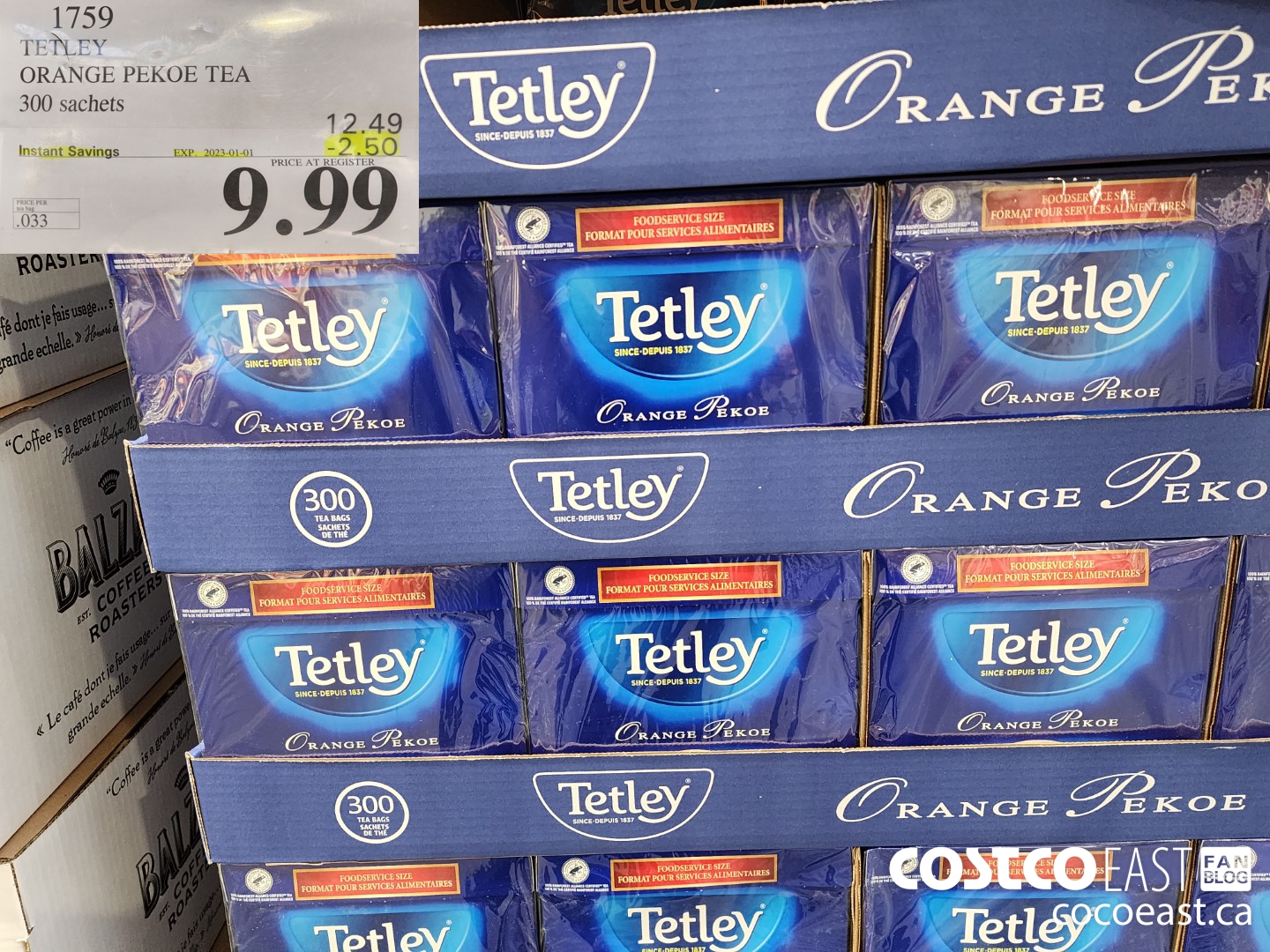 1759 TETLEY THE ORANGE PEKOE 300 SACHETS ($2.50 INSTANT SAVINGS EXPIRES ON 2023-01-01) $9.99