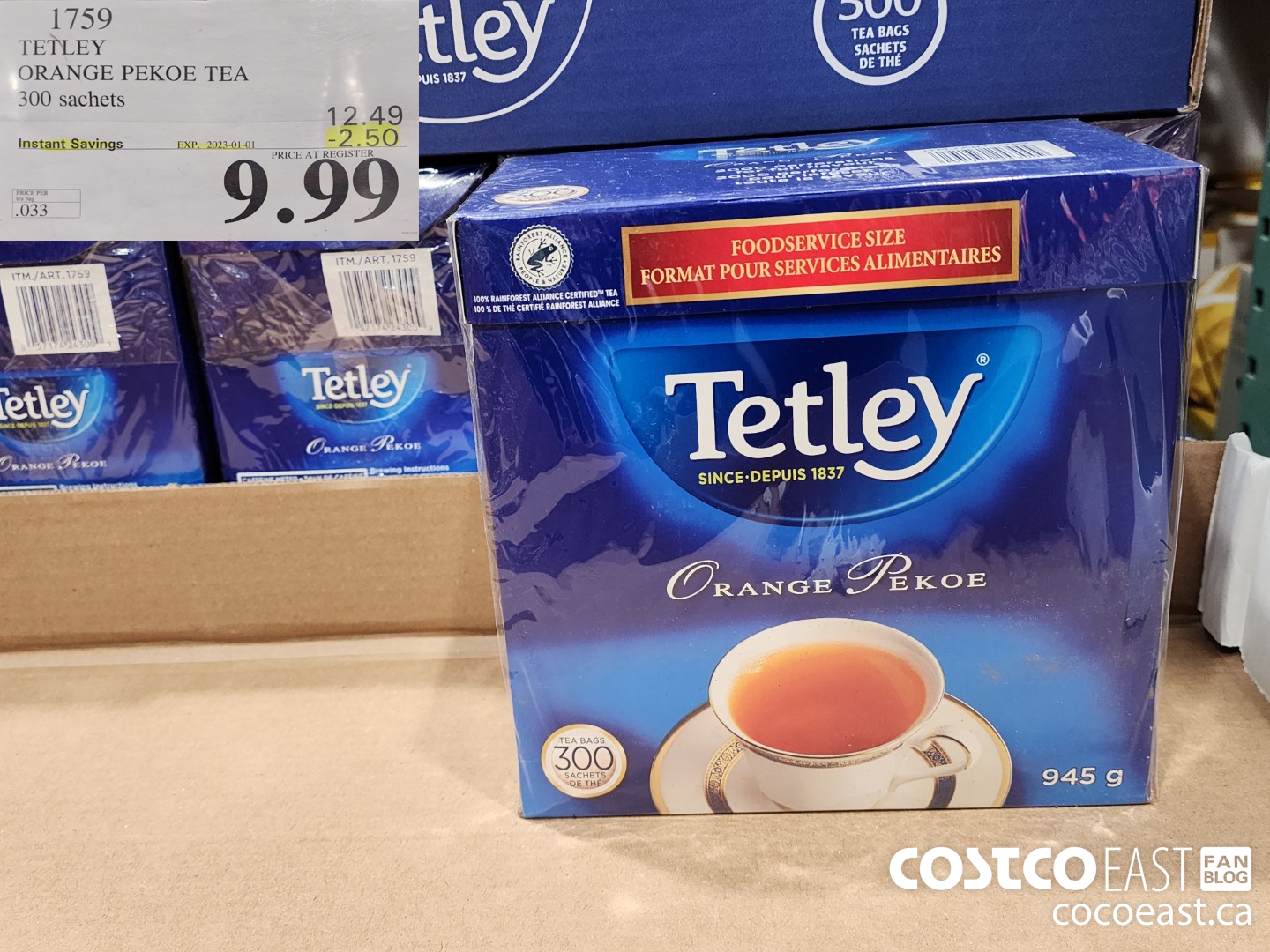 1759 TETLEY THE ORANGE PEKOE 300 SACHETS ($2.50 INSTANT SAVINGS EXPIRES ON 2023-01-01) $9.99