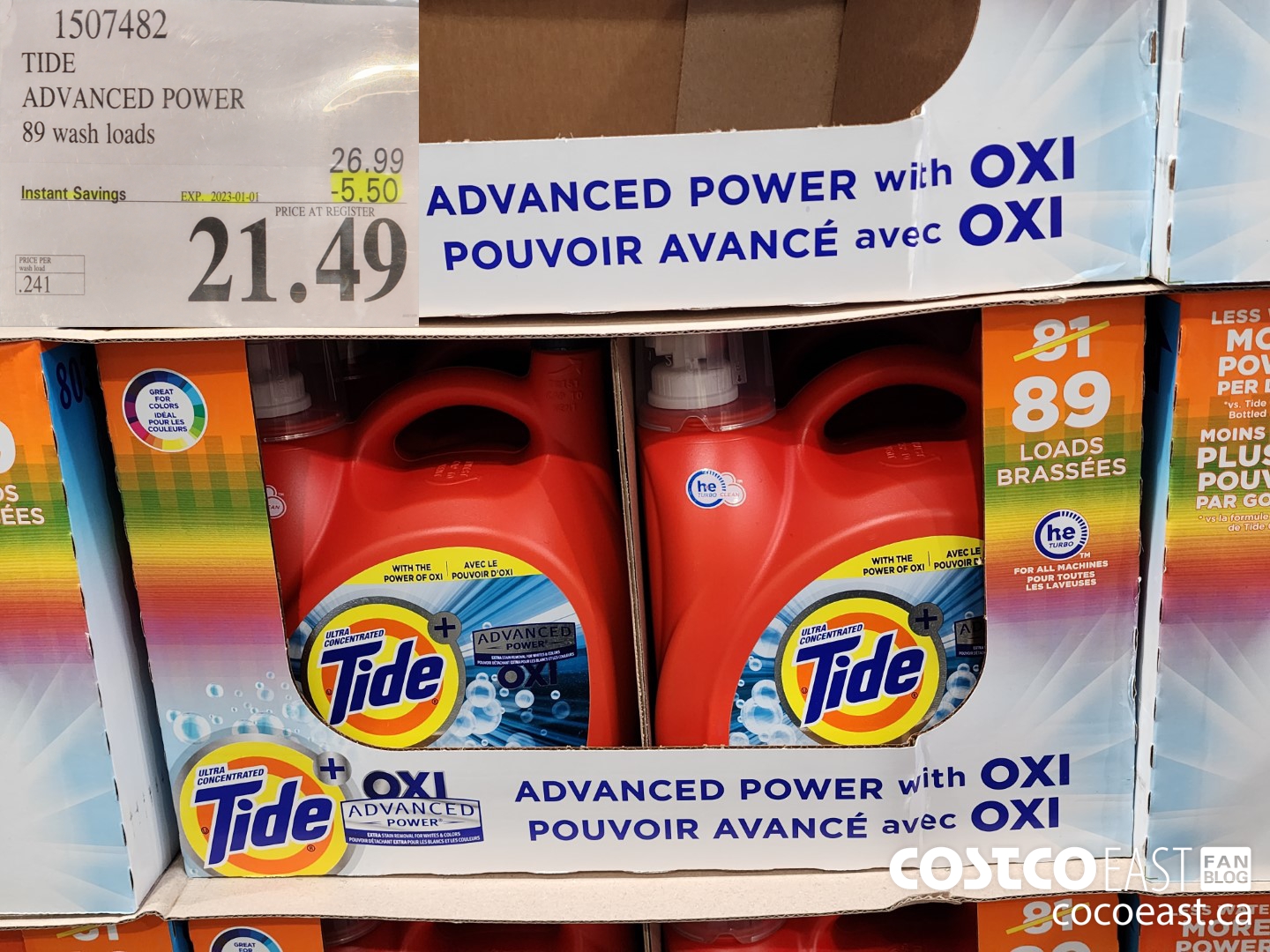 1507482 TIDE ADVANCED POWER 89 WASHLOADS ($5.50 INSTANT SAVINGS EXPIRES ON 2023-01-01) $21.49