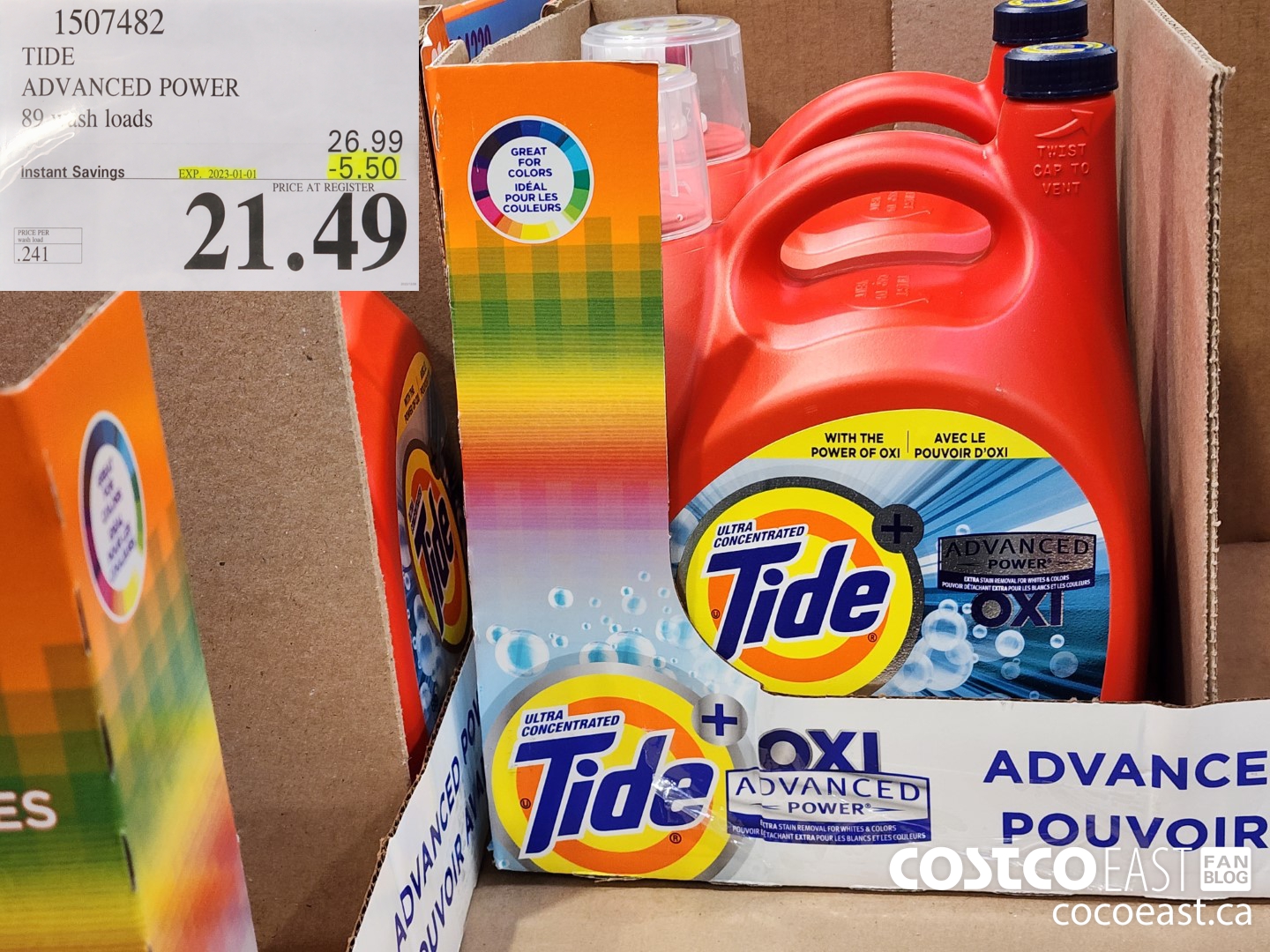 1507482 TIDE ADVANCED POWER 89 WASHLOADS ($5.50 INSTANT SAVINGS EXPIRES ON 2023-01-01) $21.49