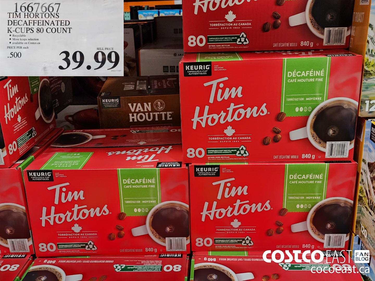 1667667 TIM HORTONS DECAFFEINATED K-CUPS 80 COUNT $39.99