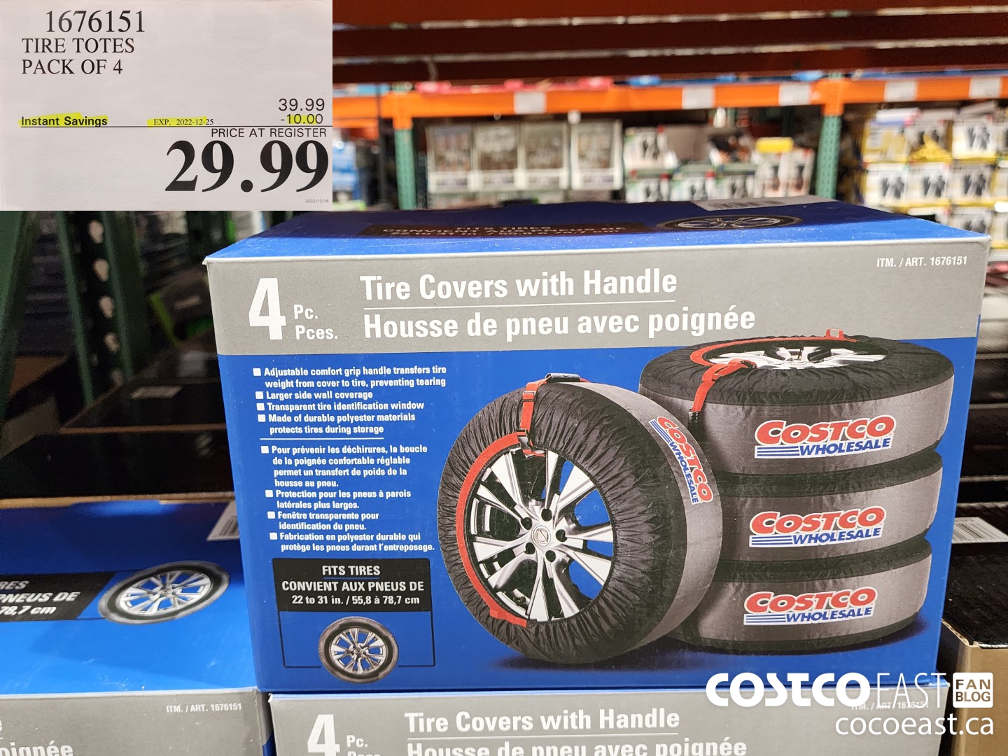 1676151 TIRE TOTES PACK OF 4 ($10.00 INSTANT SAVINGS EXPIRES ON 2022-12-25) $29.99