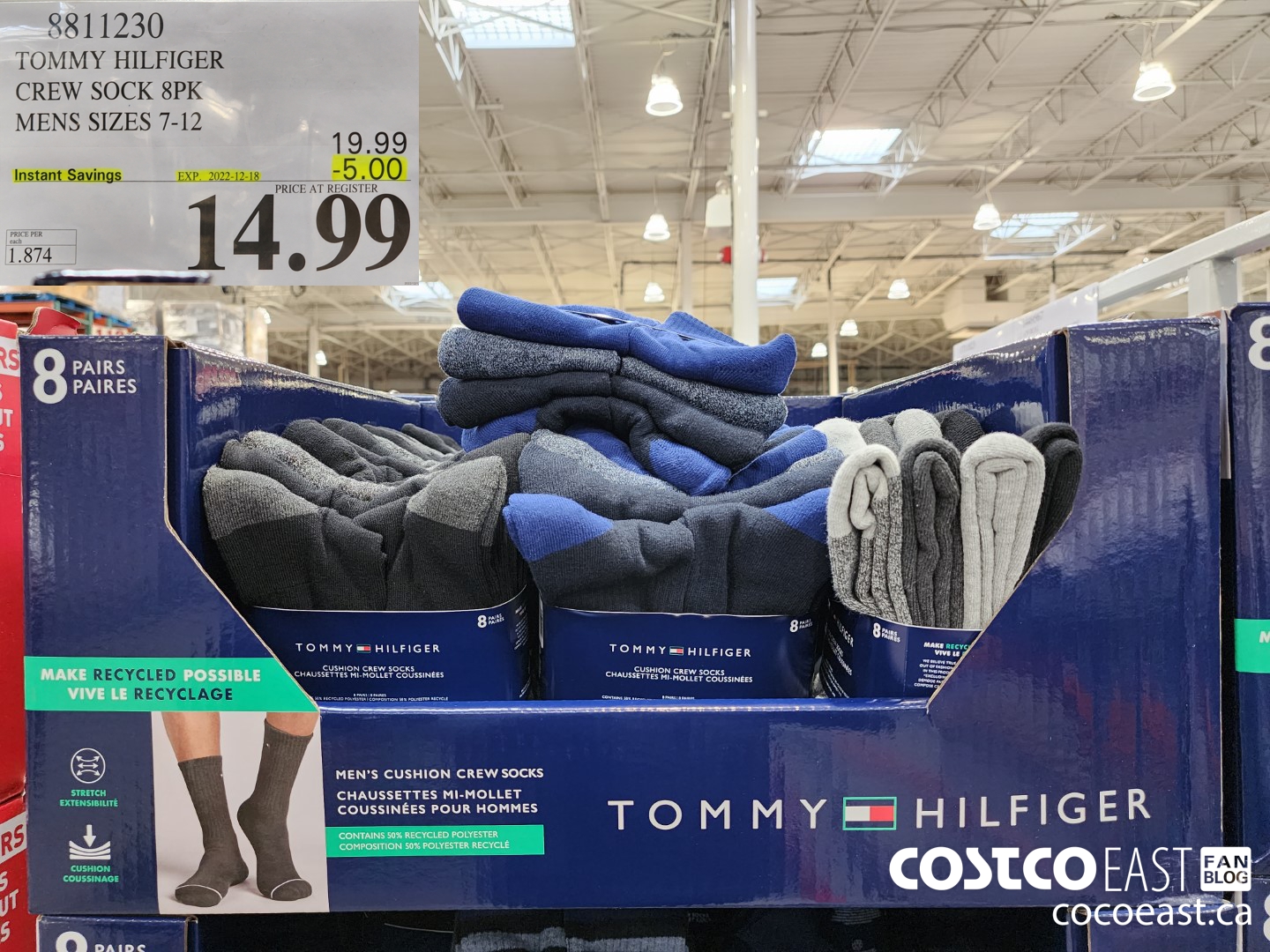 8811230 TOMMY HILFIGER CREW SOCK 8PK MENS SIZES 7-12 ($5.00 INSTANT SAVINGS EXPIRES ON 2022-12-18) $14.99