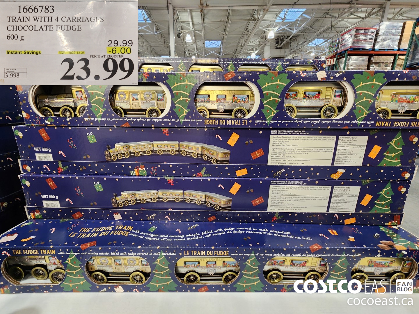 1666783 TRAIN WITH 4 CARRIAGES CHOCOLATE FUDGE 600 g ($6.00 INSTANT SAVINGS EXPIRES ON 2022-12-25) $23.99