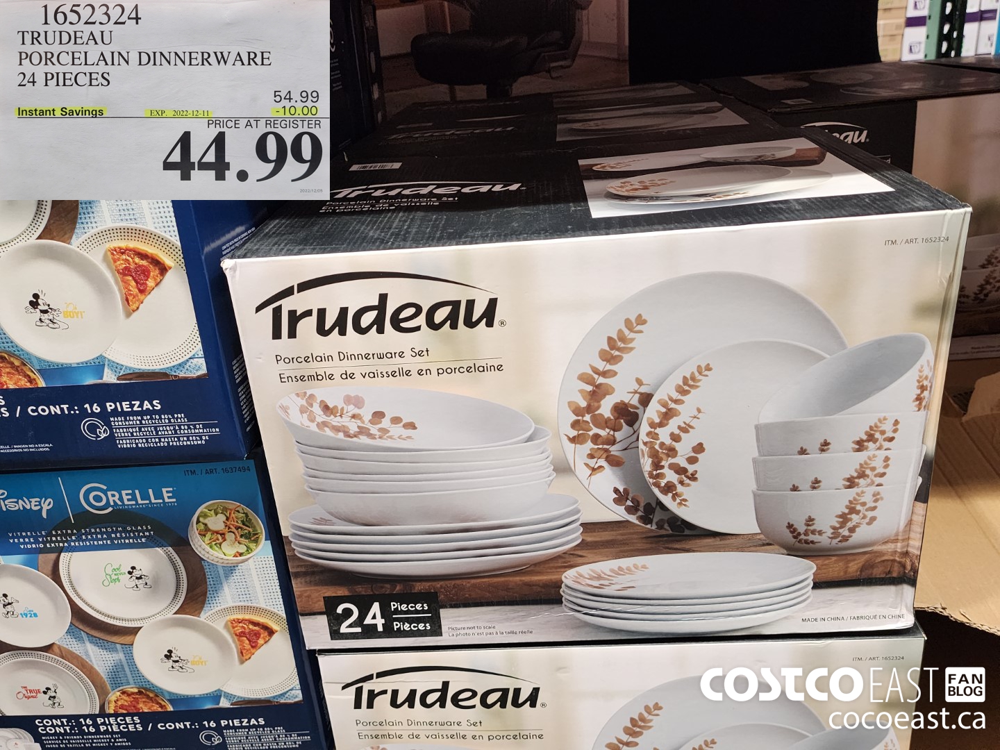 1652324 TRUDEAU PORCELAIN DINNERWARE 24 PIECES ($10.00 INSTANT SAVINGS EXPIRES ON 2022-12-11) $44.99