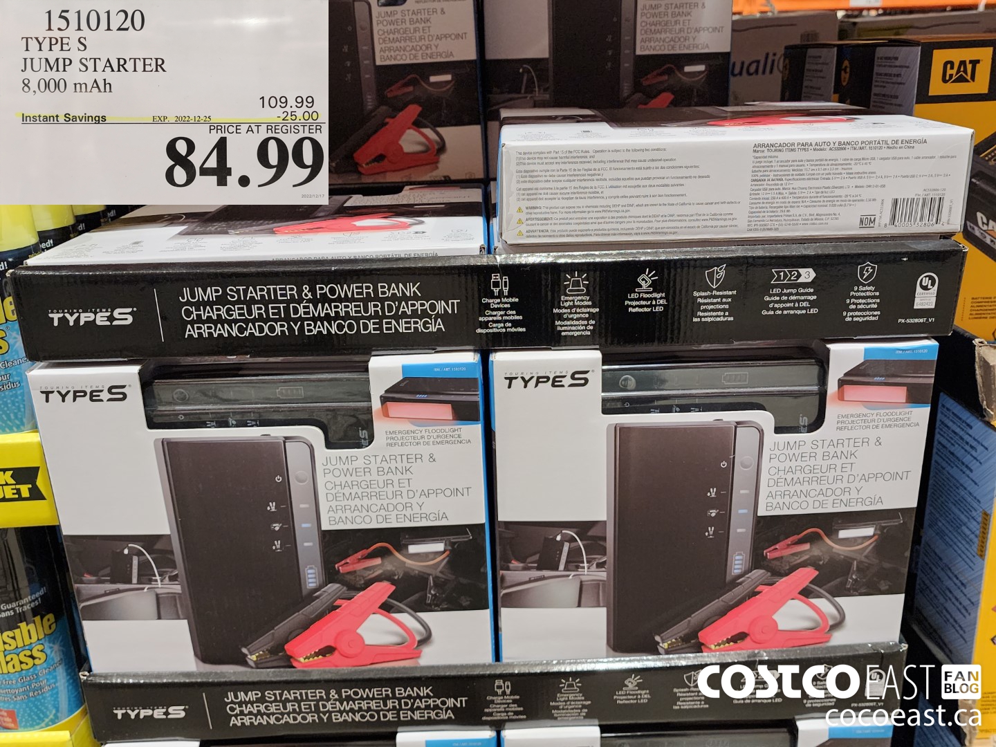 1510120 TYPE S JUMP STARTER 8,000 mAh ($25.00 INSTANT SAVINGS EXPIRES ON 2022-12-25) $84.99