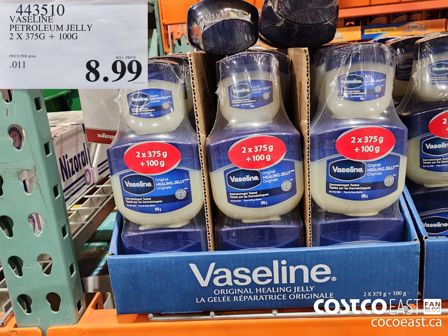 443510 VASELINE PETROLEUM JELLY 2X 375G + 100G $8.99