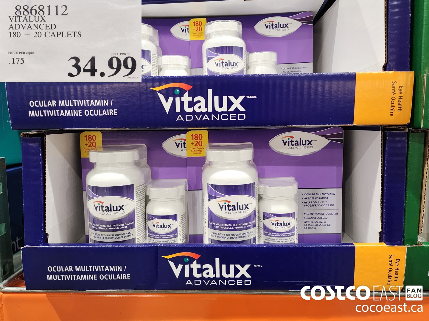 8868112 VITALUX ADVANCED 180 + 20 CAPLETS $34.99