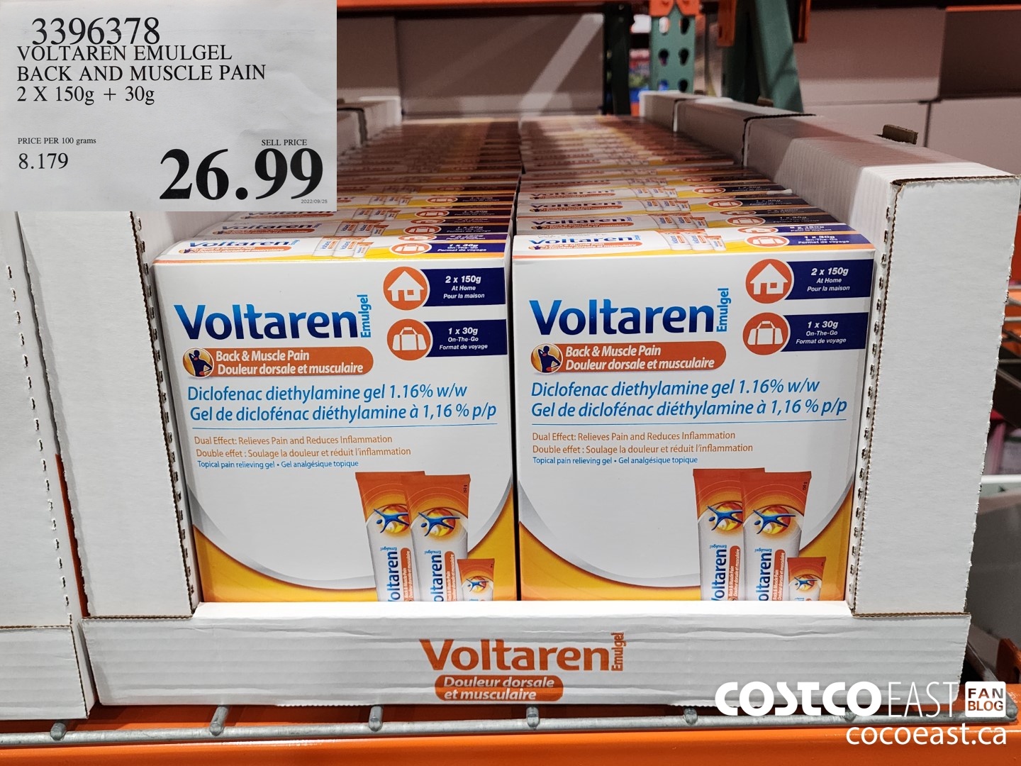 3396378 VOLTAREN EMUGEL BACK AND MUSCLE PAIN 2 X 150G + 30G $26.99