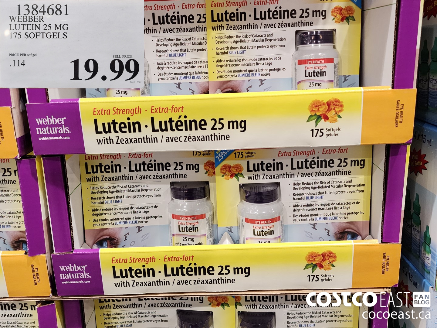 1384681 WEBBER LUTEIN 25 MG 175 SOFTGELS $19.99