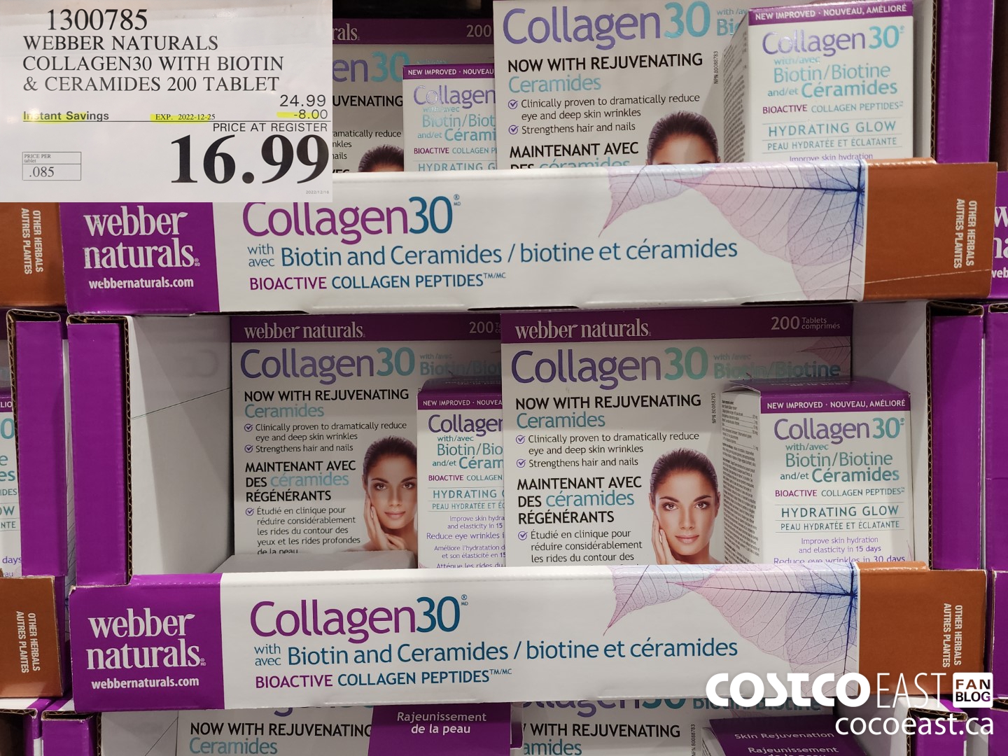 1300785 WEBBER NATURALS COLLAGEN30 WITH BIOTIN & CERAMIDES 200 TABLET ($8.00 INSTANT SAVINGS EXPIRES ON 2022-12-25) $16.99