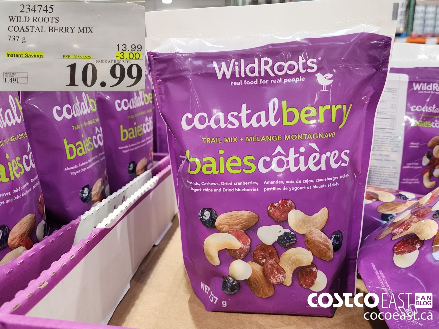 234745 WILD ROOTS NATURAL TRAIL MIX 737 G ($3.00 INSTANT SAVINGS EXPIRES ON 2022-12-25) $10.99