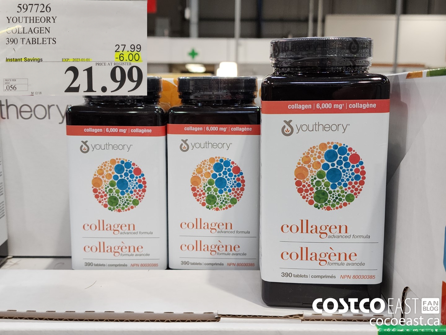 597726 YOUTHEORY COLLAGEN 390 TABLETS ($6.00 INSTANT SAVINGS EXPIRES ON 2023-01-01) $21.99