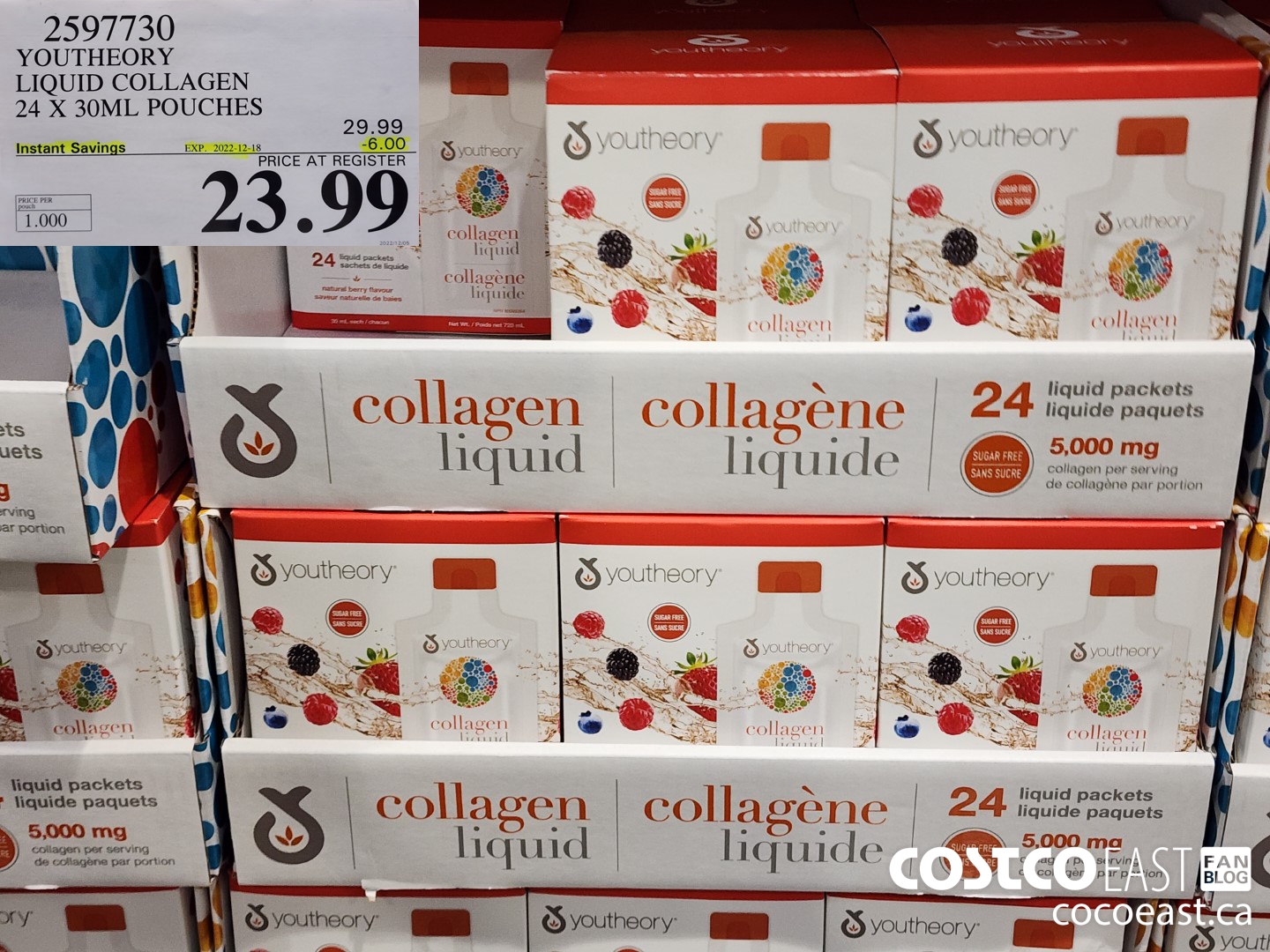 2597730 YOUTHEORY LIQUID COLLAGEN 24 X 30ML POUCHES ($6.00 INSTANT SAVINGS EXPIRES ON 2022-12-18) $23.99