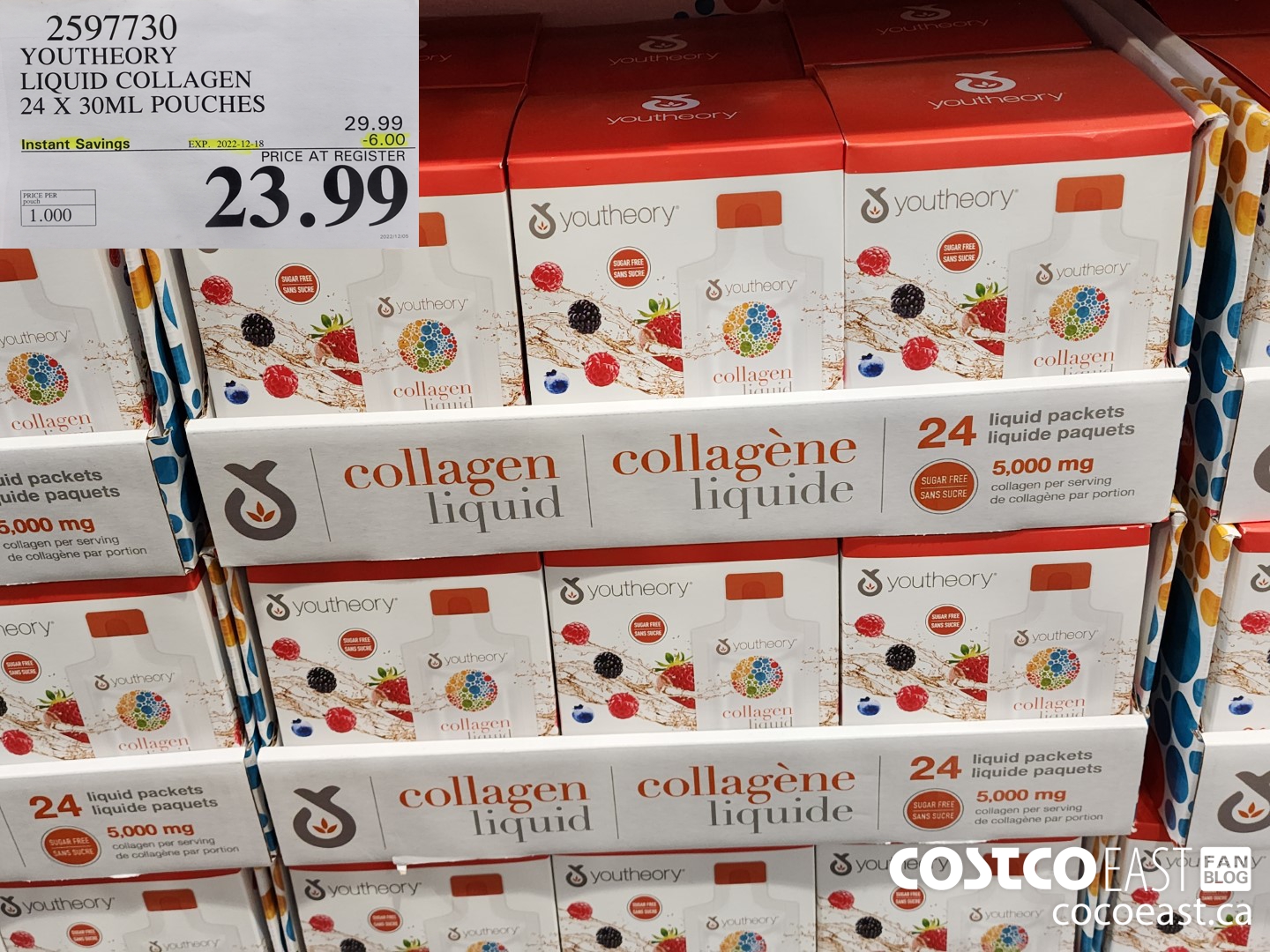 2597730 YOUTHEORY LIQUID COLLAGEN 24 X 30ML POUCHES ($6.00 INSTANT SAVINGS EXPIRES ON 2022-12-18) $23.99