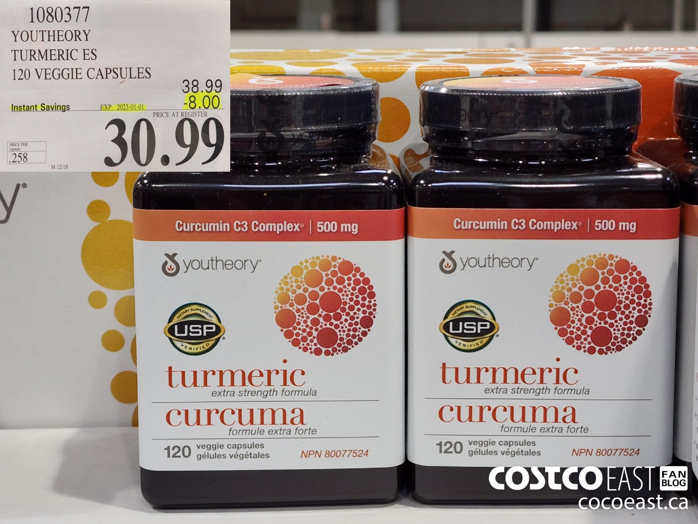 1080377 YOUTHEORY TUMERIC ES 120 VEGGIE CAPSULES ($8.00 INSTANT SAVINGS EXPIRES ON 2023-01-01) $30.99