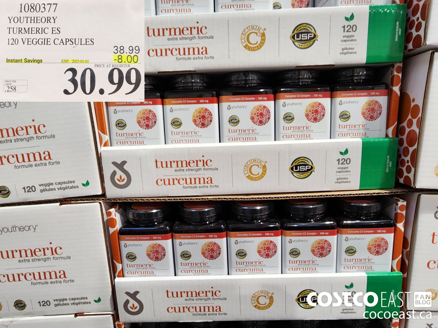 1080377 YOUTHEORY TUMERIC ES 120 VEGGIE CAPSULES ($8.00 INSTANT SAVINGS EXPIRES ON 2023-01-01) $30.99