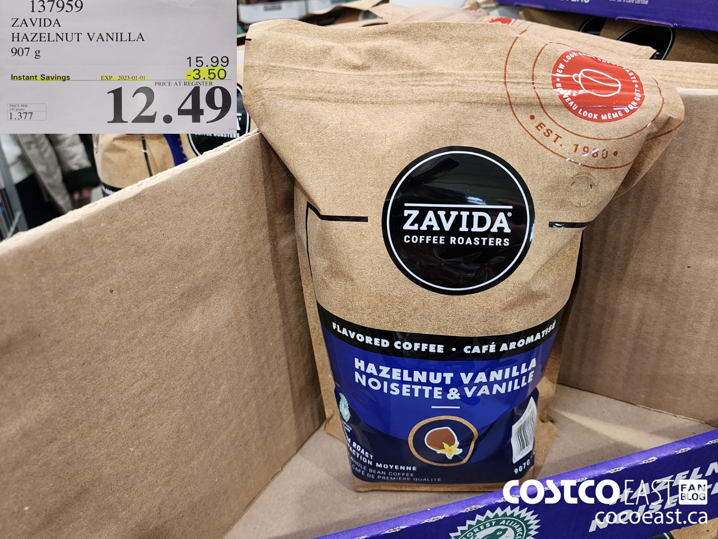 137959 ZAVIDA HAZELNUT VANILLA 907G 20223-01-01 ($3.50 INSTANT SAVINGS) $12.49
