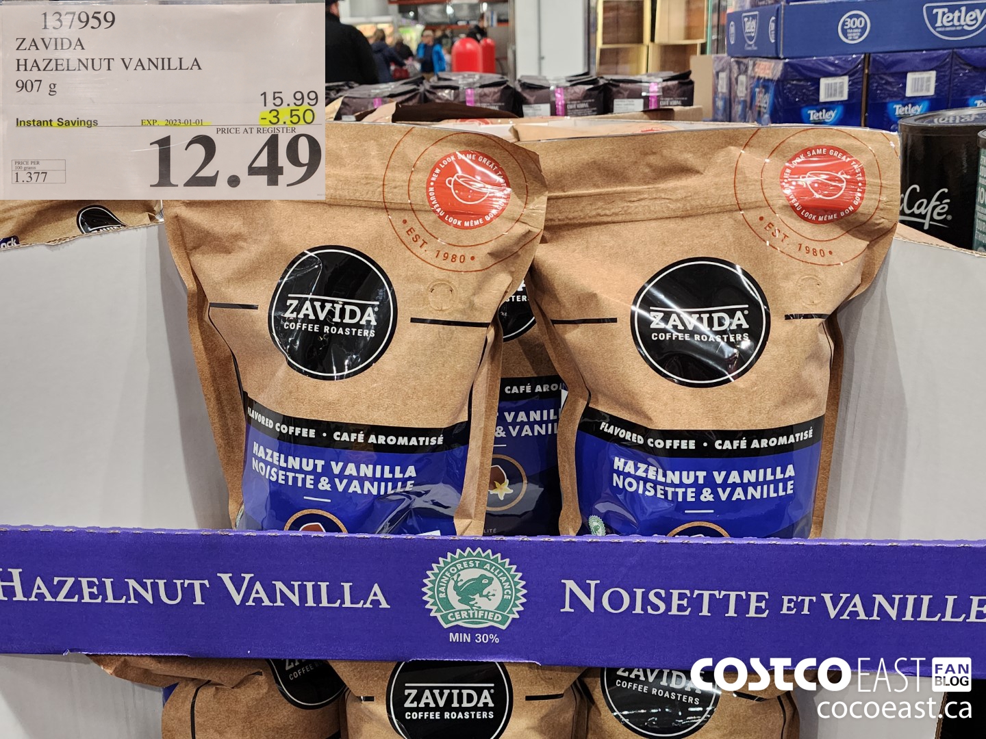 137959 ZAVIDA HAZELNUT VANILLA 907G ($3.50 INSTANT SAVINGS EXPIRES ON 2023-01-01) $12.49