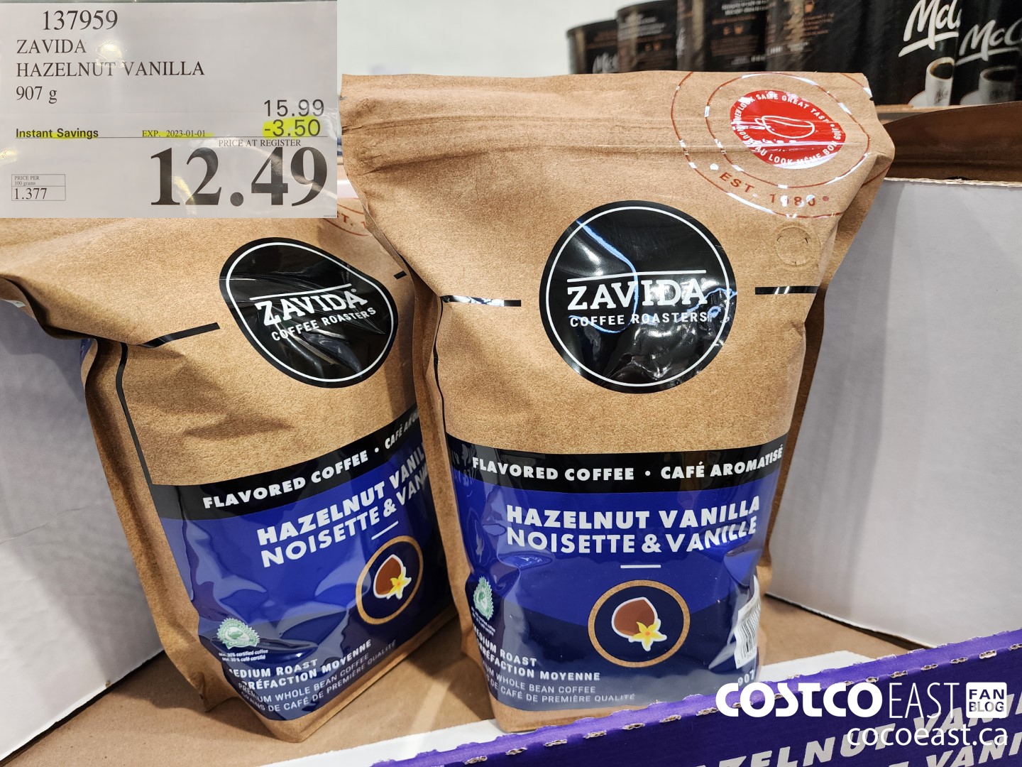 137959 ZAVIDA HAZELNUT VANILLA 907G ($3.50 INSTANT SAVINGS EXPIRES ON 2023-01-01) $12.49