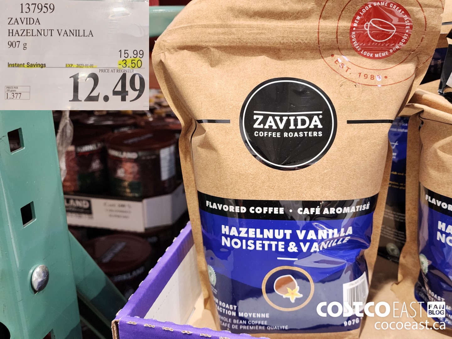 137959 ZAVIDA HAZELNUT VANILLA 907G ($3.50 INSTANT SAVINGS EXPIRES ON 2023-01-01) $12.49