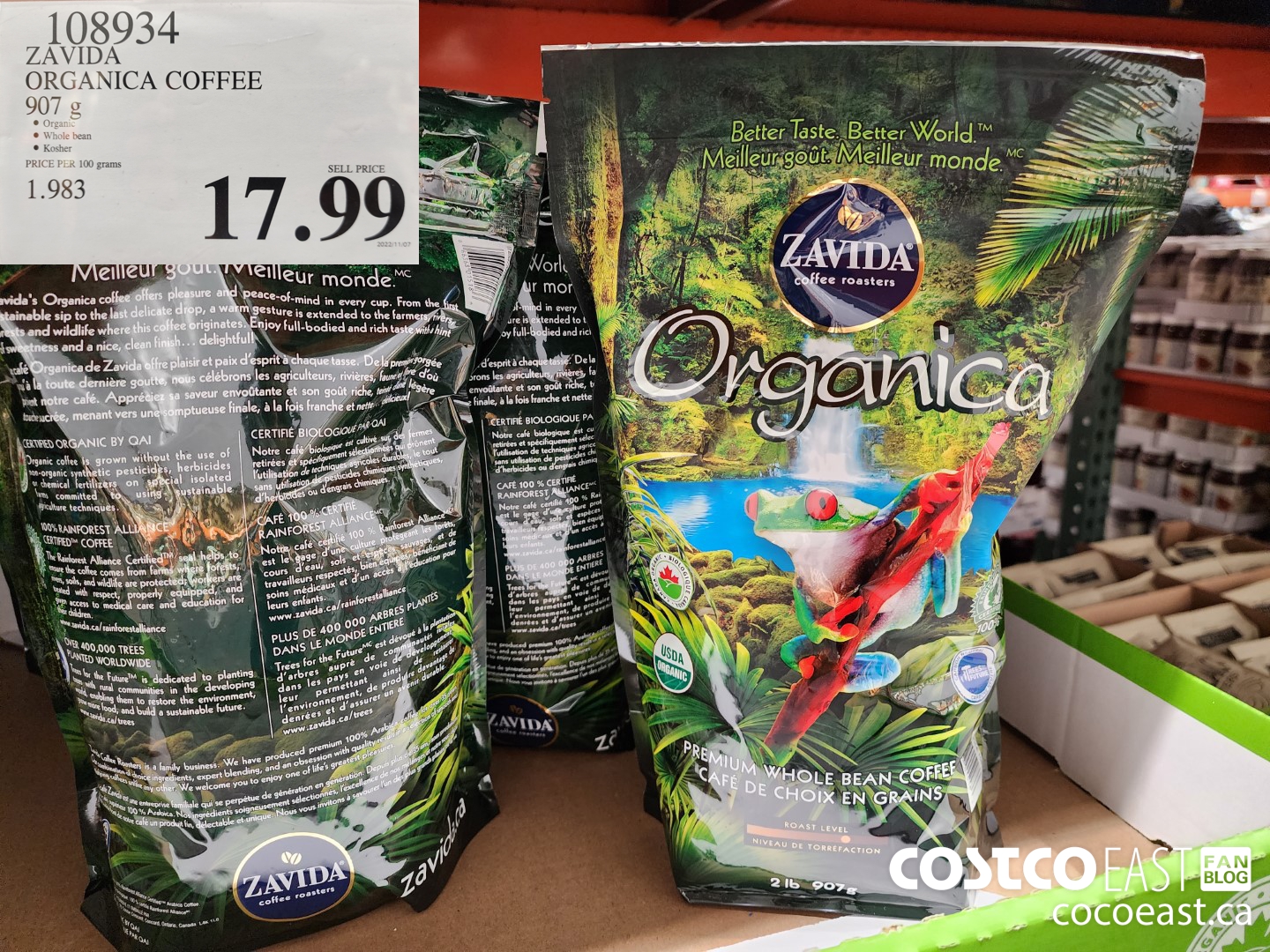 108934 ZAVIDA ORGANICA COFFEE 907 g $17.99