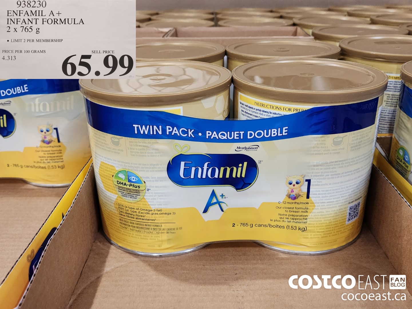 938230 ENFAMIL A+ INFANT FORMULA 2 X 765 G LIMIT 2 PER MEMBERSHIP $65.99