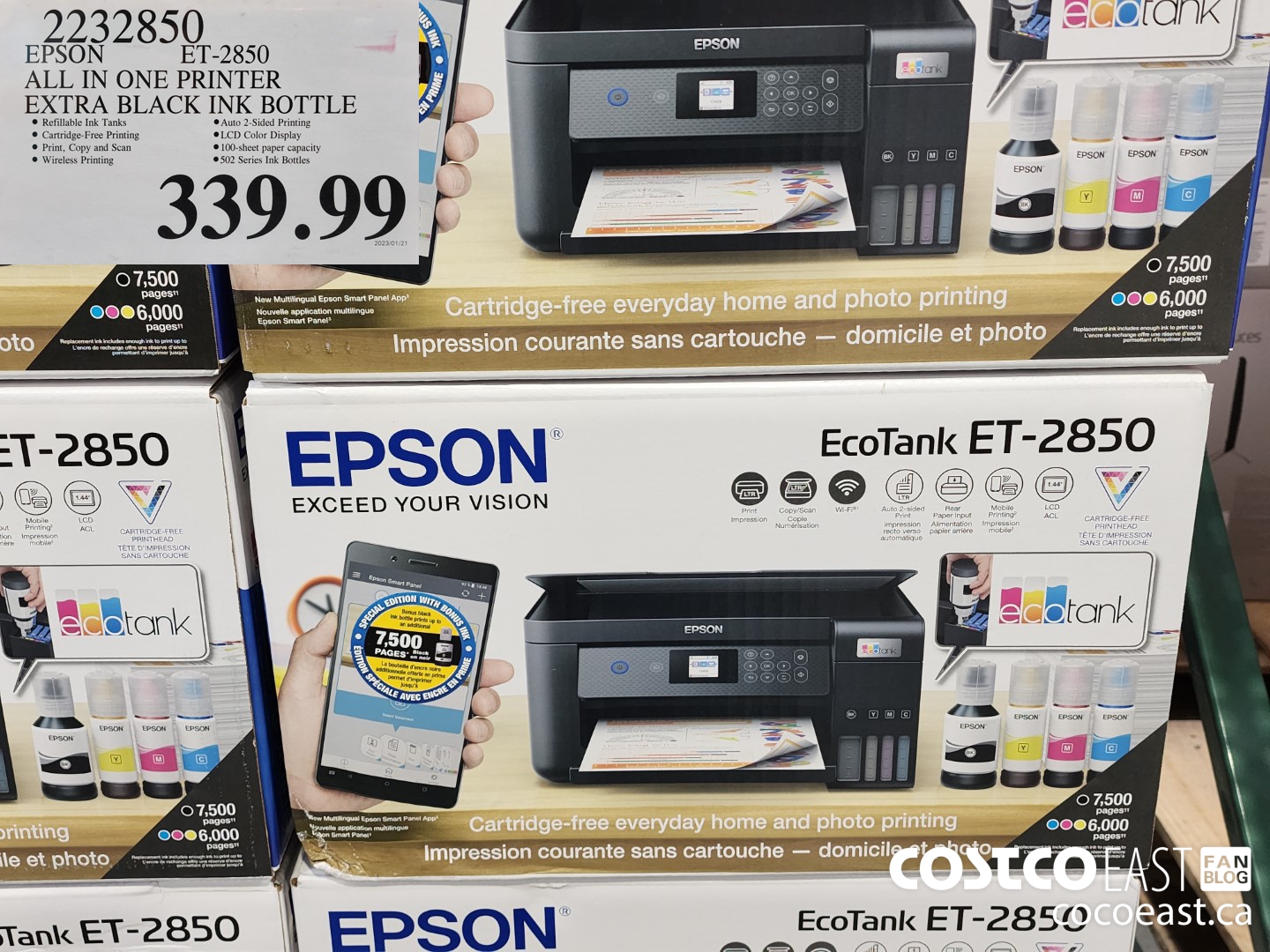 2232850 EPSON ECOTANK ALL IN ONE PRINTER ET-2850 SE EXTRA BLACK INK BOTTLE $339.99