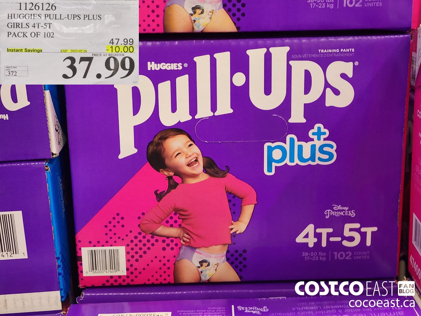 1126126 HUGGIES PULL-UPS PLUS BOYS OR GIRLS 4T - 5T PACK OF 102 ($10.00 INSTANT SAVINGS EXPIRES ON 2023-02-26) $37.99