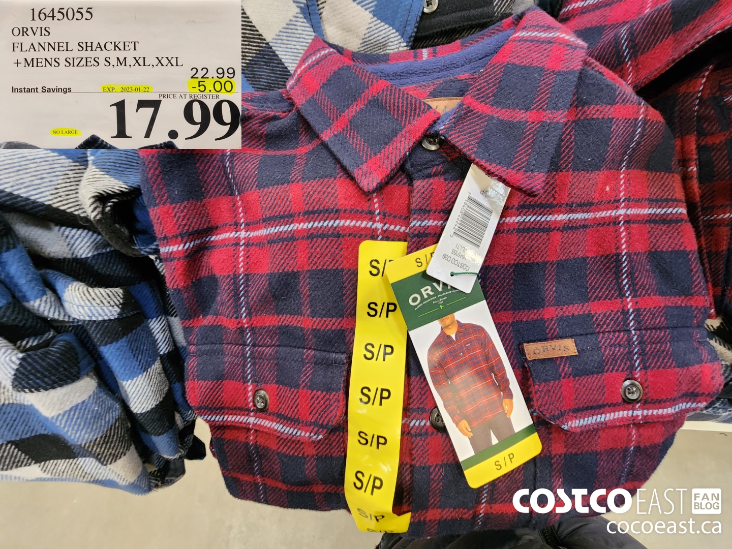 1645055 ORVIS FLANNEL SHACKET +MENS SIZES S, M, XL, XXL ($5.00 INSTANT SAVINGS EXPIRES ON 2023-01-22) $17.99
