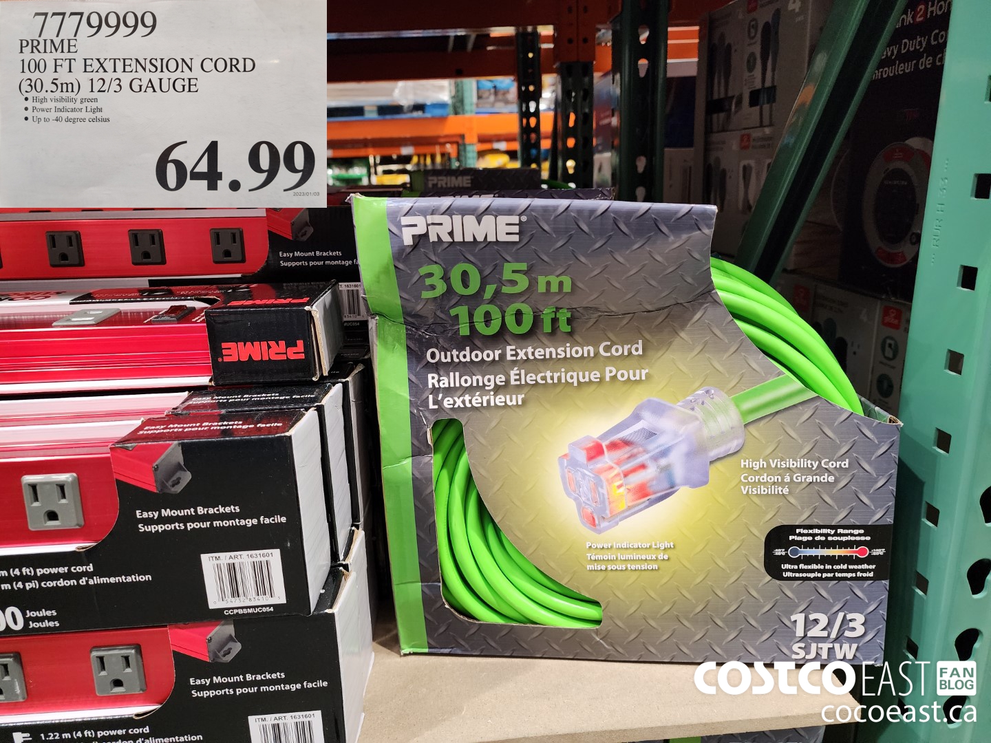 7779999 PRIME 100 FT EXTENSION CORD (30.5m) 12/3 GAUGE $64.99