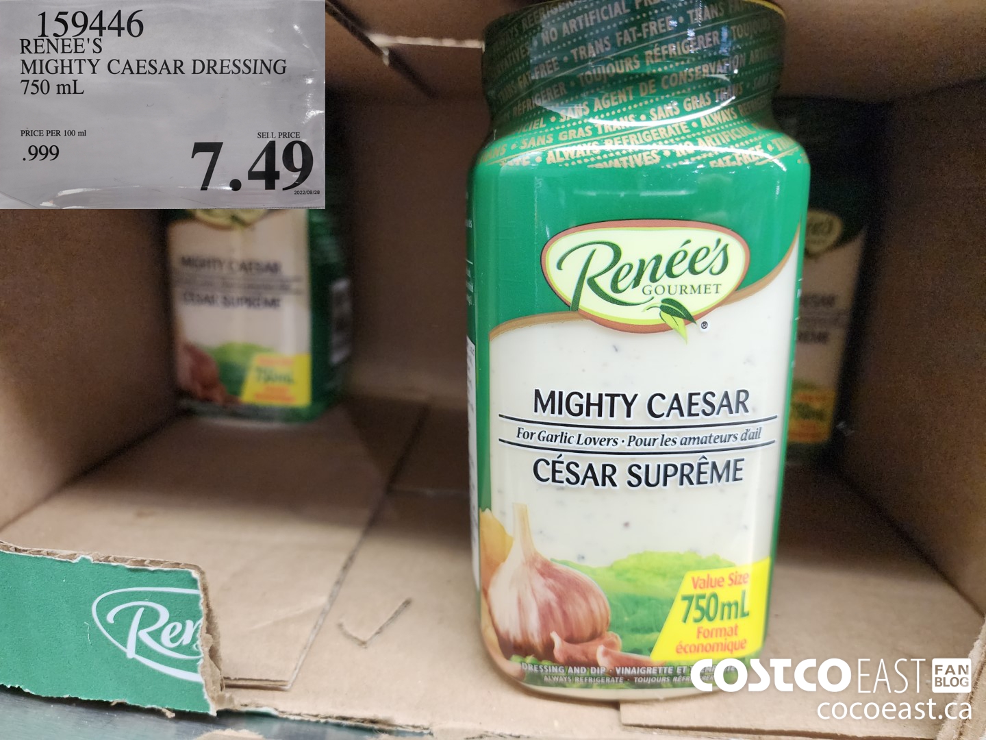 159446 RENEE'S MIGHTY CAESAR DRESSING 750 ML $7.49