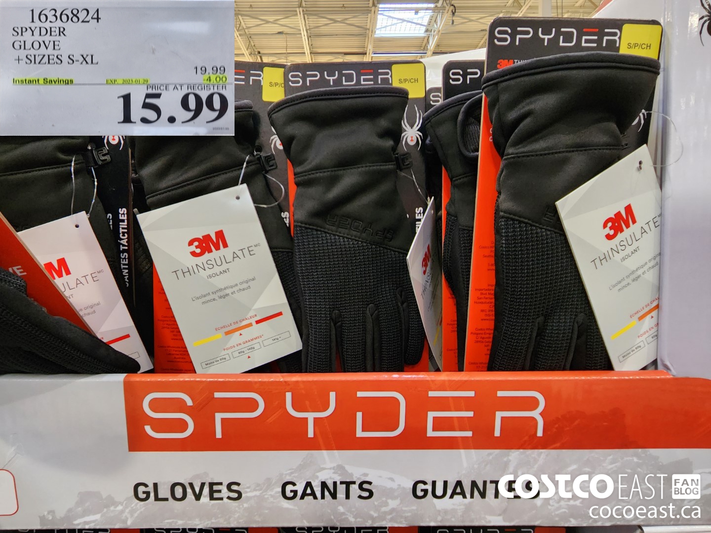 2121514 SPYDER GLOVE SIZES XS XL 4 00 INSTANT SAVINGS EXPIRES ON 2020 12 06  14 89 - Costco East Fan Blog