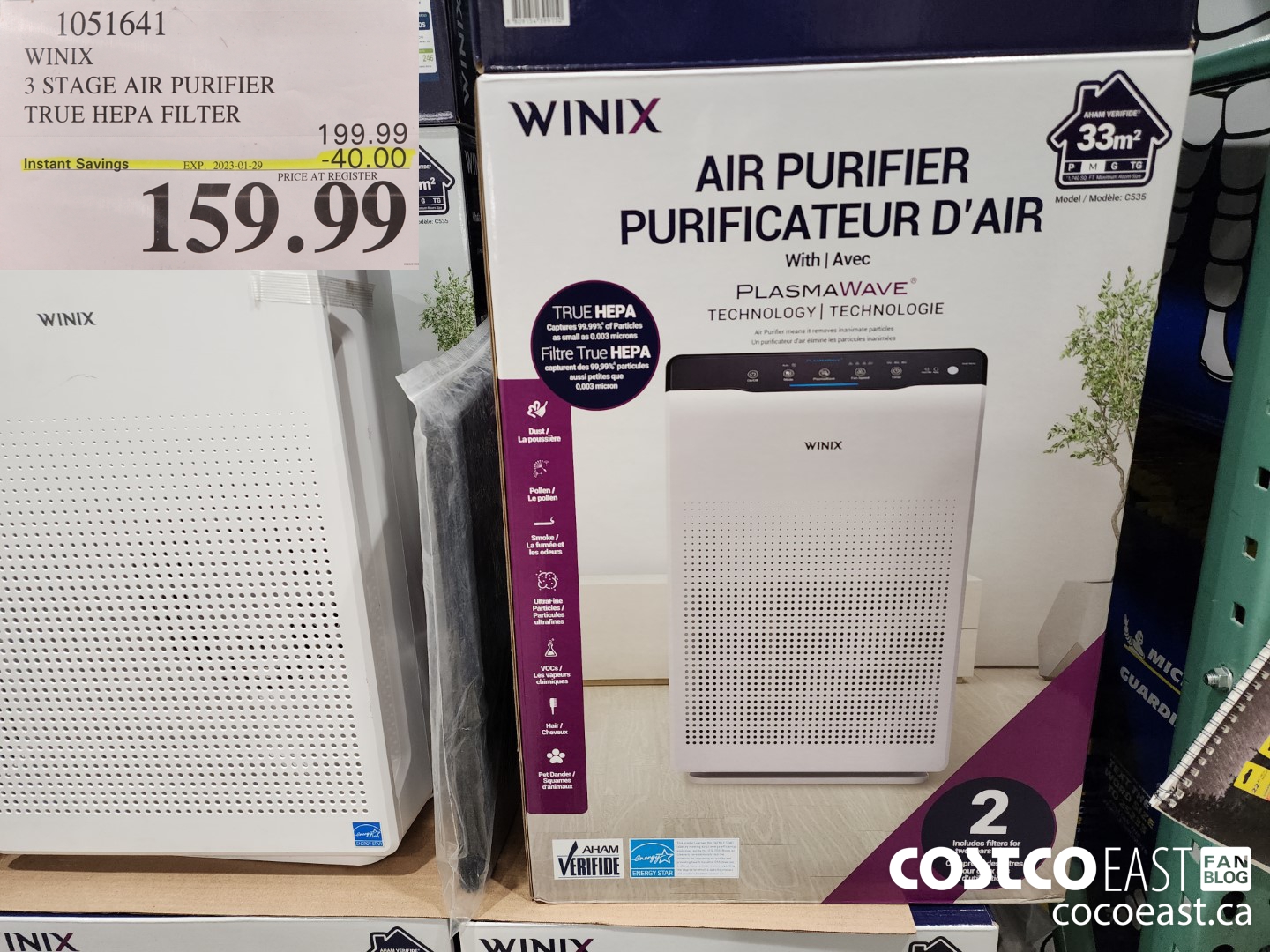 1051641 WINIX 3 STAGE AIR PURIFIER TRUE HEPA FILTER ($40.00 INSTANT SAVINGS EXPIRES ON 2023-01-29) $159.99