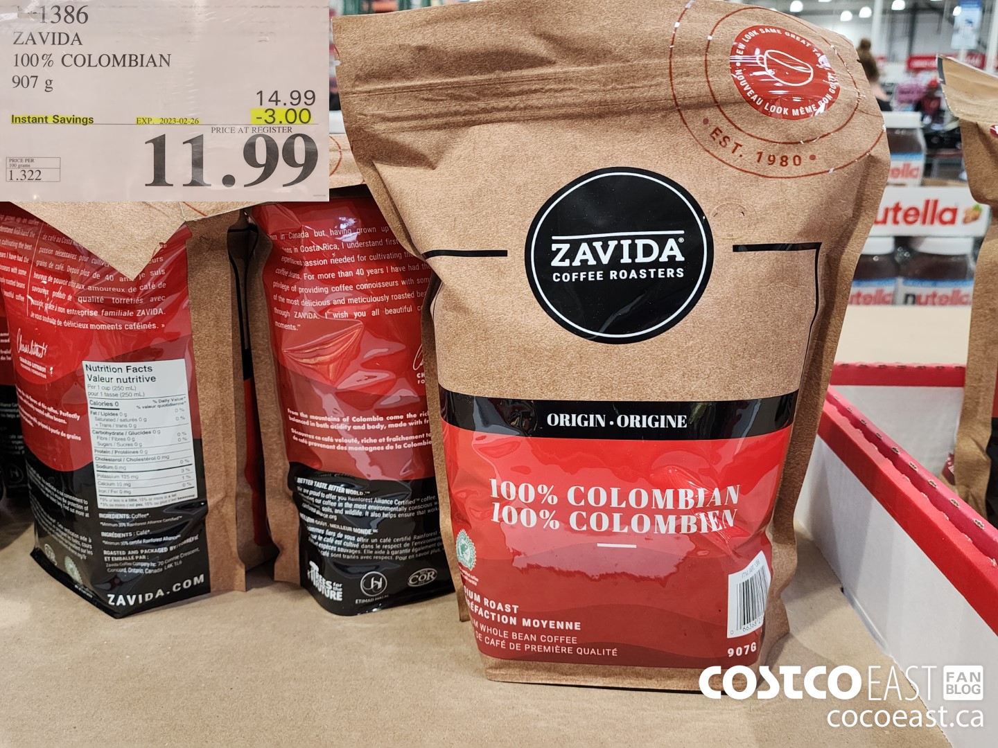 1386 ZAVIDA 100% COLOMBIAN 907 g ($3.00 INSTANT SAVINGS EXPIRES ON 2023-02-26) $11.99