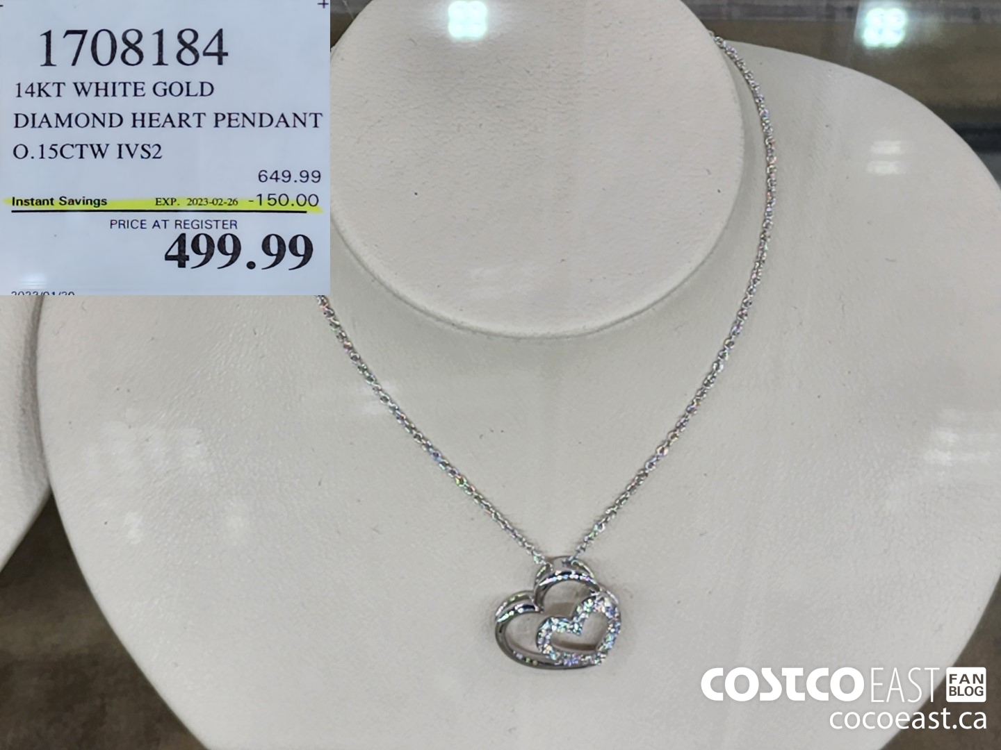 1708184 14KT WHITE GOLD DIAMOND HEART PENDANT O.15CTW IVS2 ($150.00 INSTANT SAVINGS EXPIRES ON 2023-02-26) $499.99