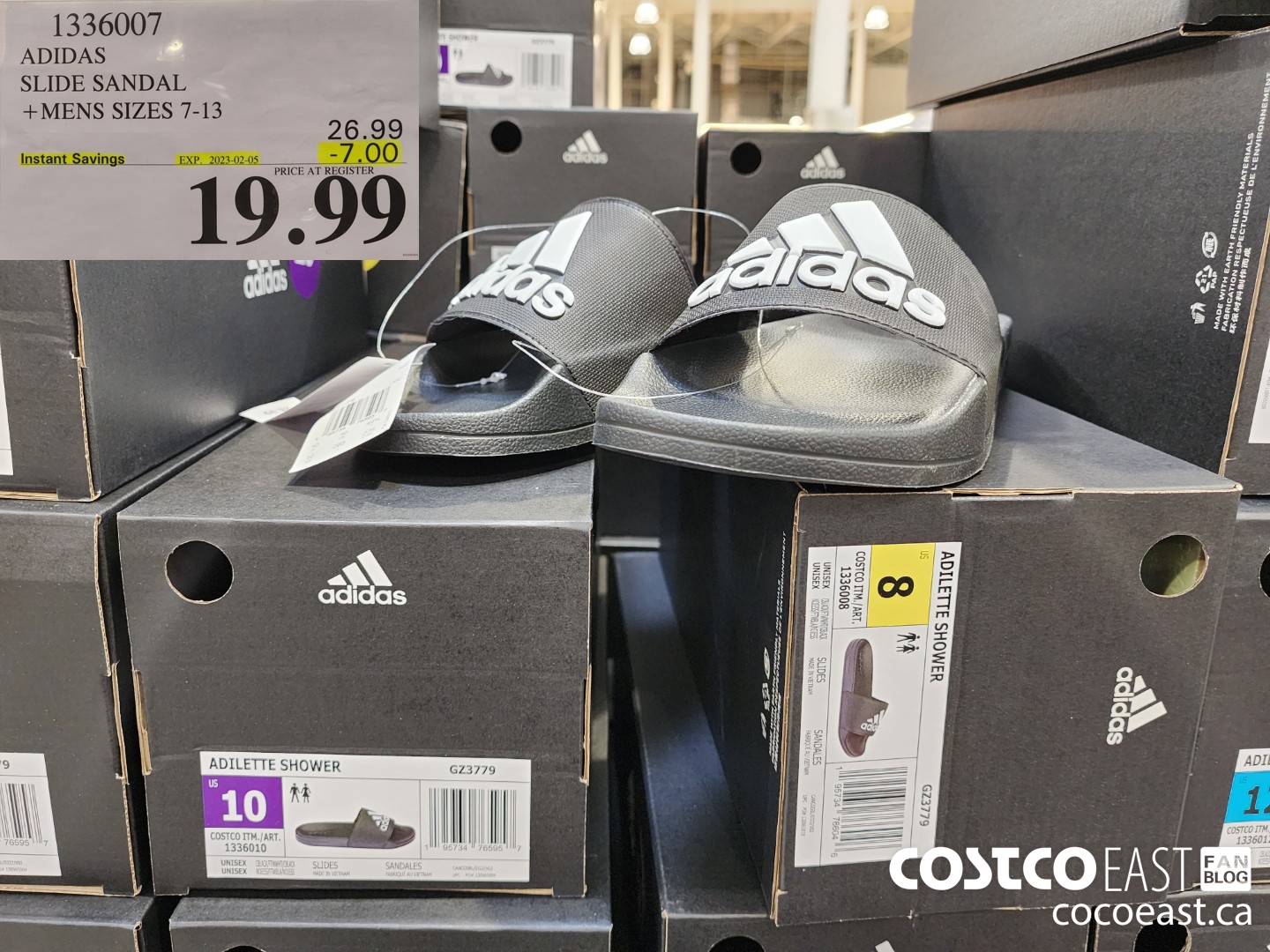 1336007 ADIDAS SLIDE SANDAL MENS SIZES 7-13 ($7.00 INSTANT SAVINGS EXPIRES ON 2023-02-05) $19.99